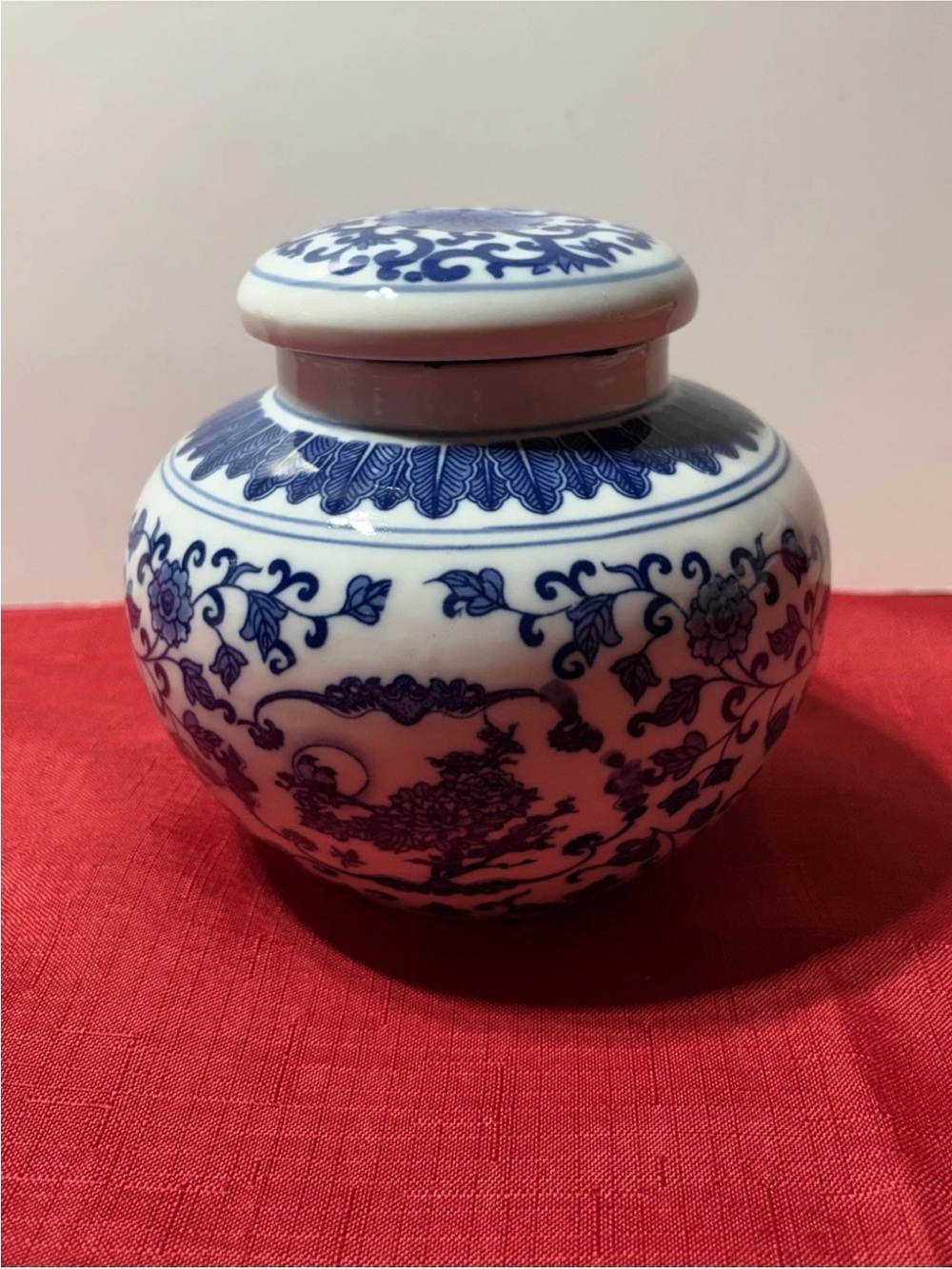 Blue and White Porcelain Decorative Jar with Lid - Home Art